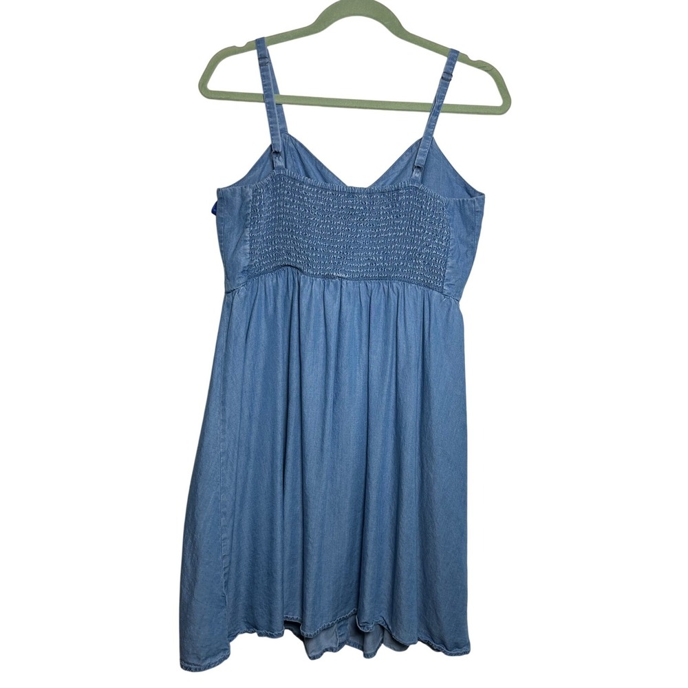 Old Navy Blue Chambray Cami Mini Dress Button Front Lyocell Size L - Picture 3 of 6